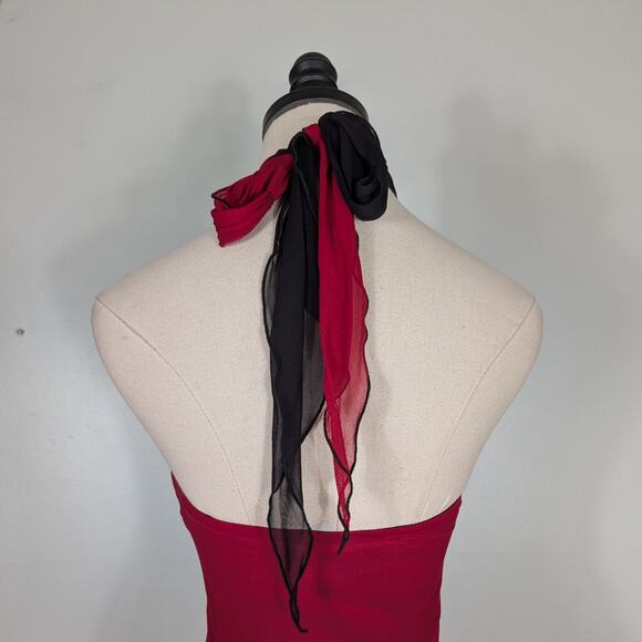 Vintage Cache Prom Dress Maxi Gown 2 Red Black Y2K Silk Fairy Goth 90s Babydoll - Picture 6 of 16